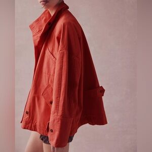 FREE PEOPLE- washed canvas funnel neck jacket -